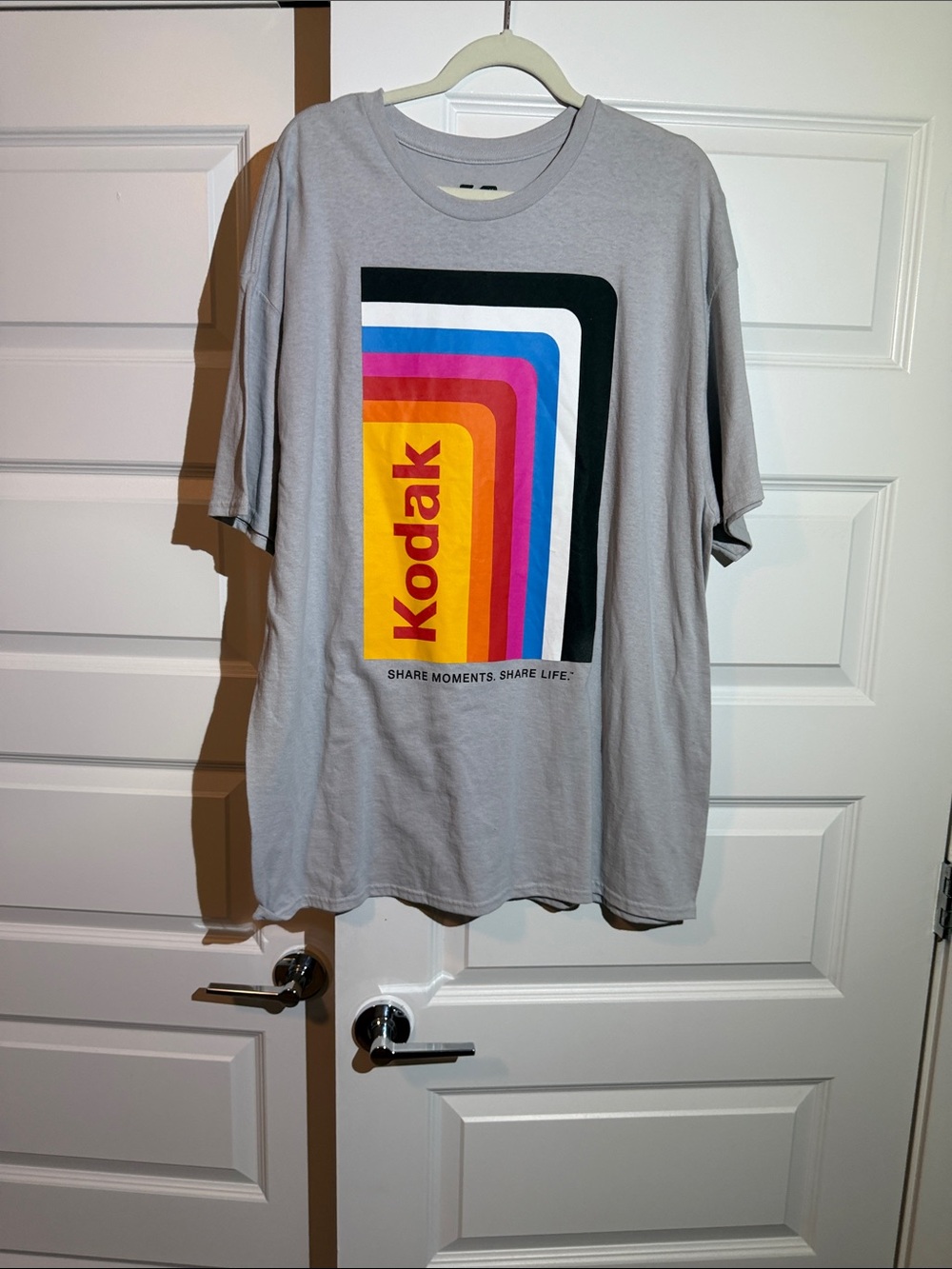 Kodak Gray Short Sleeve Tee with Retro Multicolor Logo